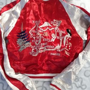 Seven 7 Express Embroidered Vintage reversible varsity baseball jacket size S